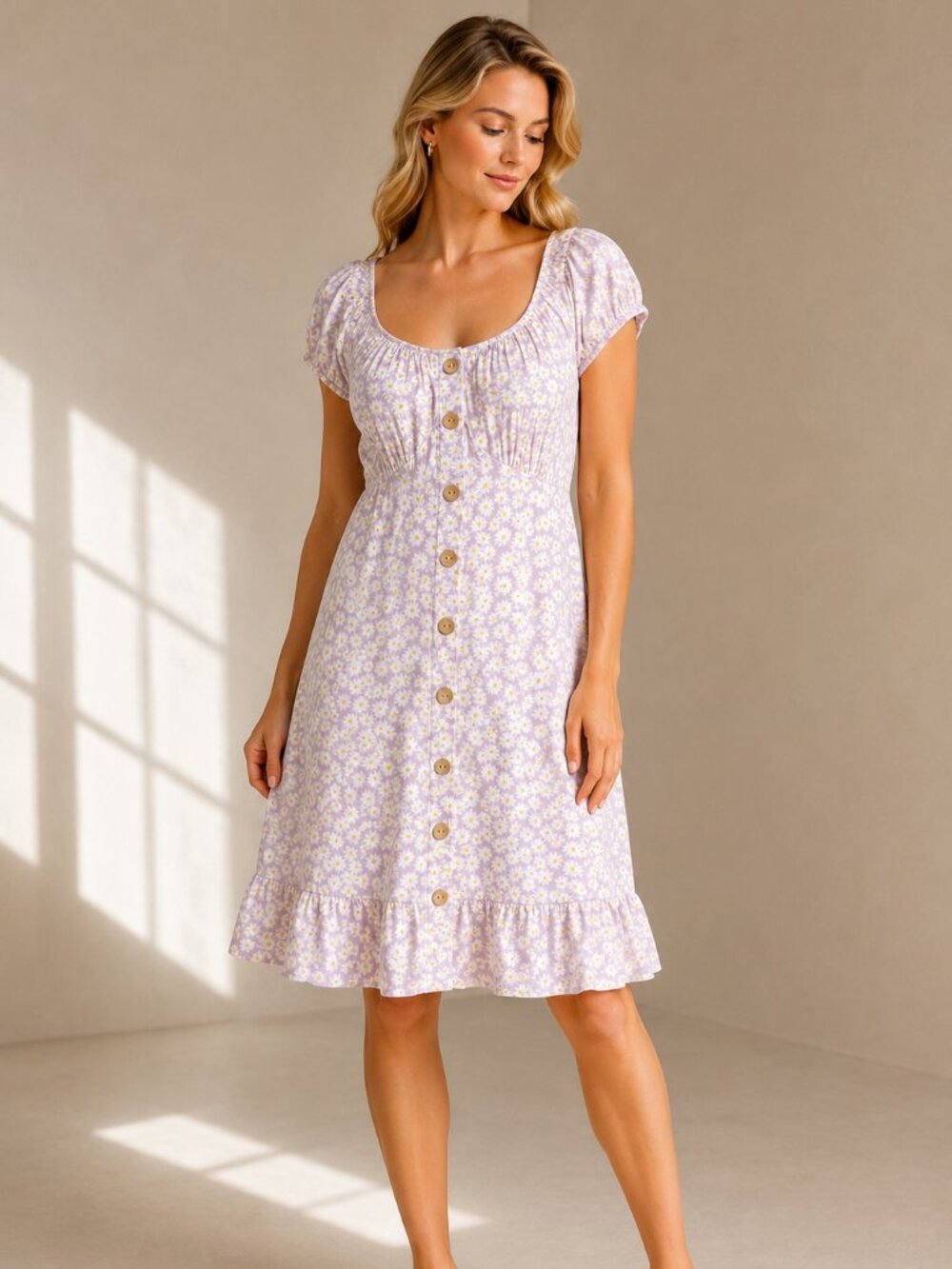 Derek Heart Daisy Floral Button Front Dress XL Pink White Yellow XL